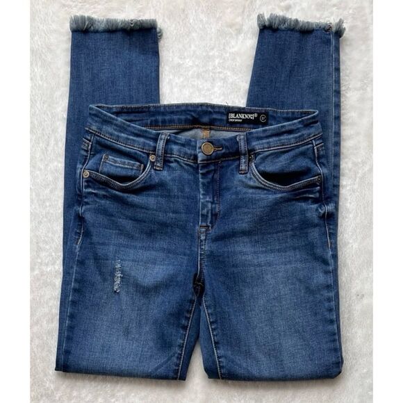 BLANKNYC Distressed Frayed Raw Hem Crop Skinny Jeans, Size 27 - Picture 3 of 14
